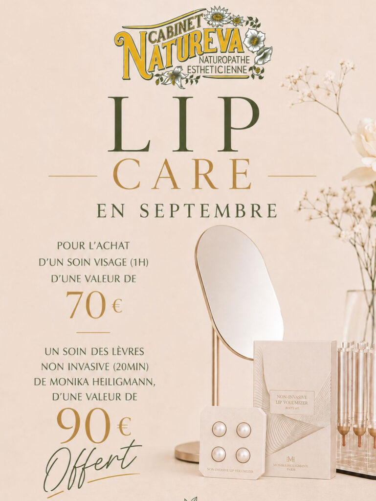 Lip Care en Septembre : Pour l'achat d'un soin visage (1h) d'une valeur de 70€, un soin des lèvres non invasive (20 min) de Monika Heiligmann, d'une valeur de 90€ offerte